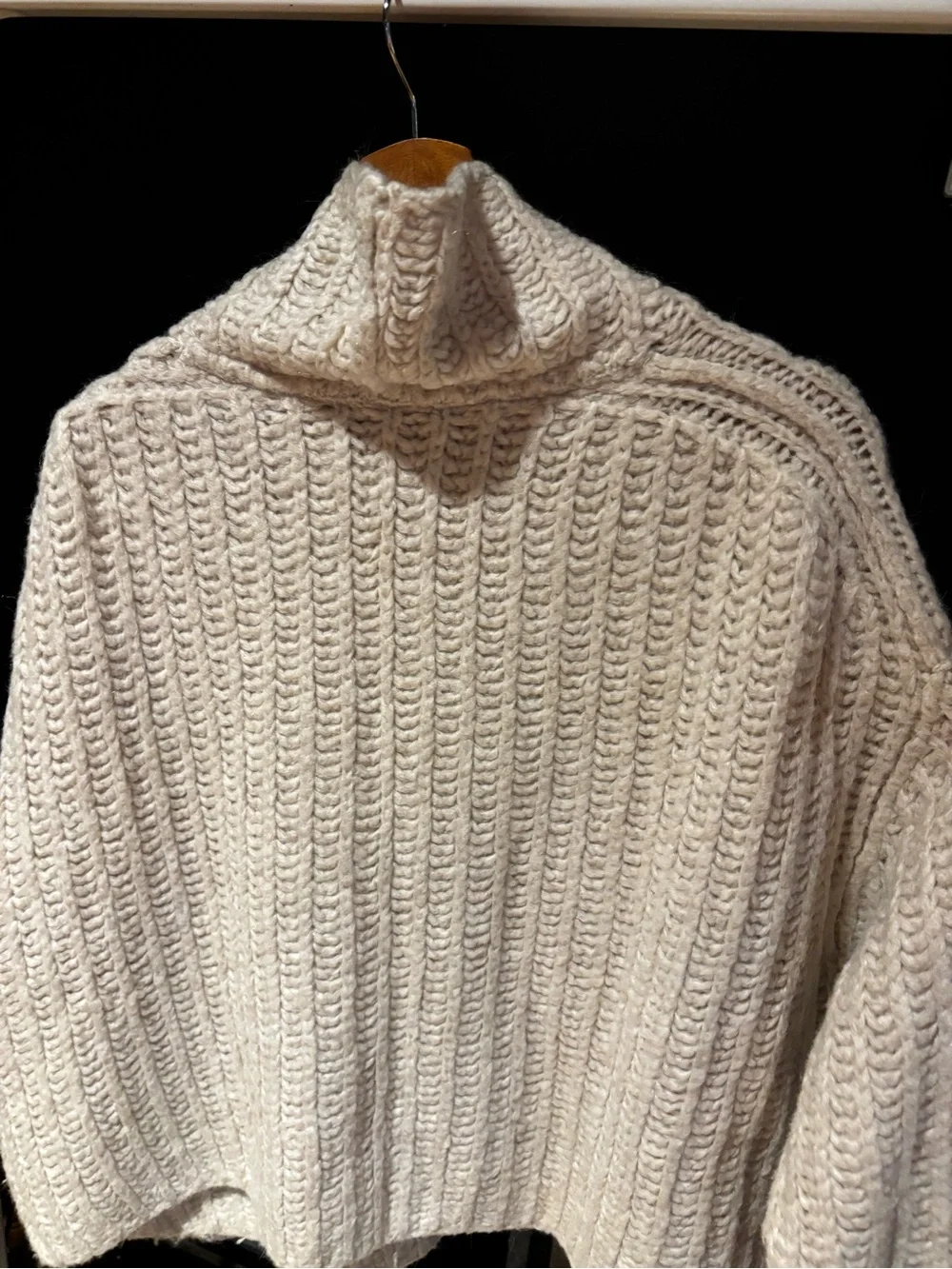 Free People Chunky Cowl Neck Ribbed Sweater in Oatmeal